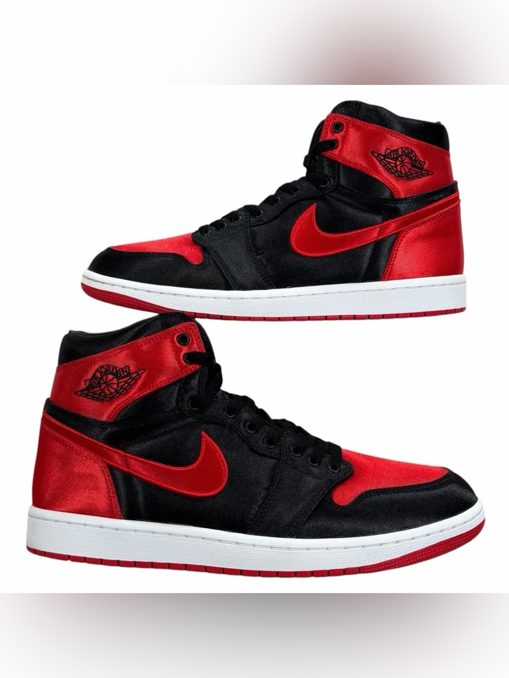 Air Jordan 1 Retro High OG Satin Bred Red Black 2023 Sneaker Sz WMS 12 Men 10.5